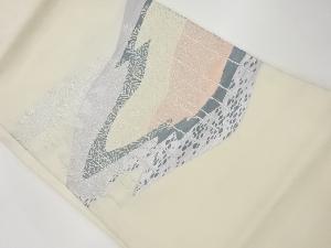 リサイクル　樹木に抽象模様織出し名古屋帯
